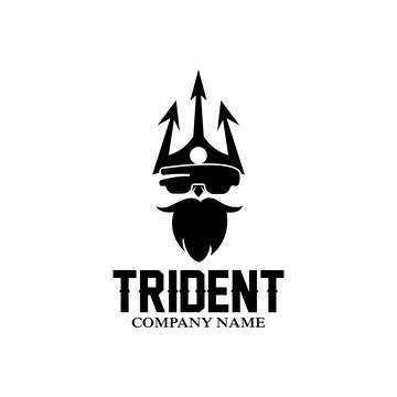 Trident Logo Template Vector Icon Design, god war weapon, spear power of th.. Illustrazione stock
