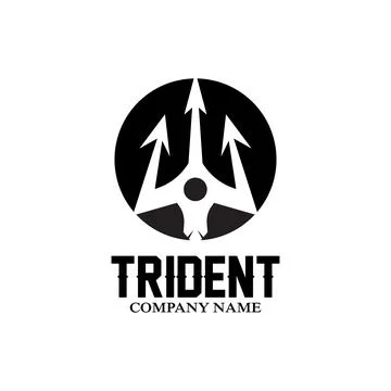 Trident Logo Template Vector Icon Design, god war weapon, spear power of th.. Illustrazione stock