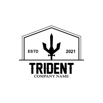 Trident Logo Template Vector Icon Design, god war weapon, spear power of th.. Stock Illustration