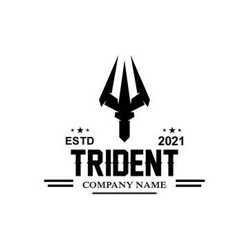 Trident Logo Template Vector Icon Design, god war weapon, spear power of th.. Illustrazione stock