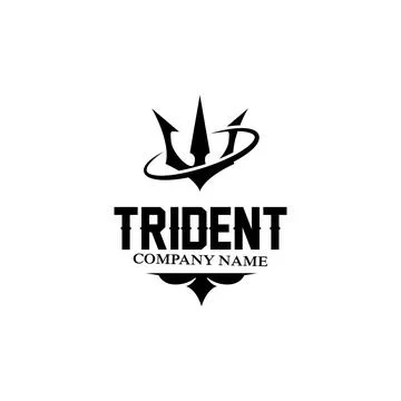 Trident Logo Template Vector Icon Design, god war weapon, spear power of th.. Stock Illustration