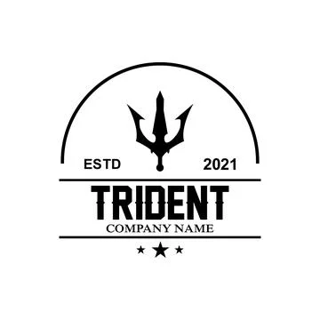 Trident Logo Template Vector Icon Design, god war weapon, spear power of th.. Stock Illustration