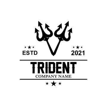 Trident Logo Template Vector Icon Design, god war weapon, spear power of th.. Stock Illustration