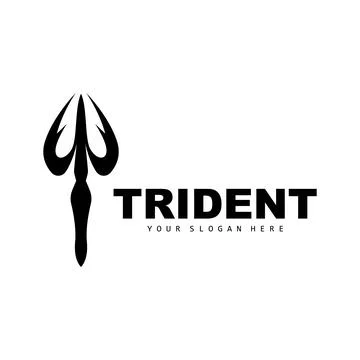 Trident Logo, Vector Magic Spear of Poseidon Neptune, Triton King Design, T.. Illustrazione stock
