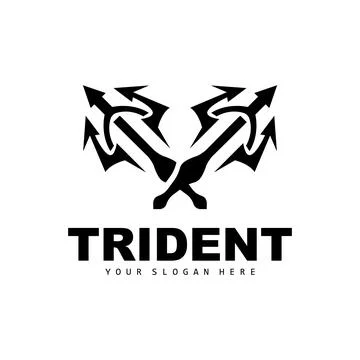 Trident Logo, Vector Magic Spear of Poseidon Neptune, Triton King Design, T.. Illustrazione stock