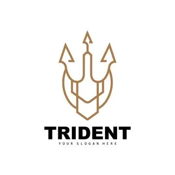 Trident Logo, Vector Magic Spear of Poseidon Neptune, Triton King Design, T.. Illustrazione stock