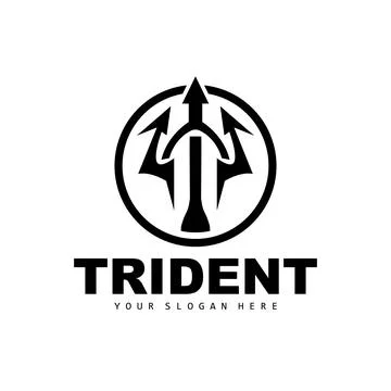 Trident Logo, Vector Magic Spear of Poseidon Neptune, Triton King Design, T.. Illustrazione stock