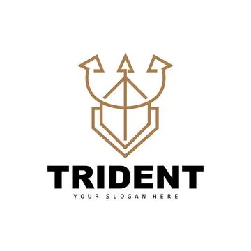 Trident Logo, Vector Magic Spear of Poseidon Neptune, Triton King Design, T.. Illustrazione stock