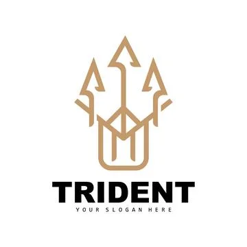 Trident Logo, Vector Magic Spear of Poseidon Neptune, Triton King Design, T.. Stock Illustration