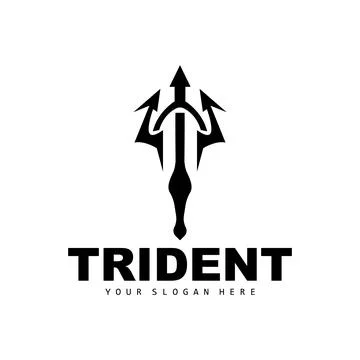 Trident Logo, Vector Magic Spear of Poseidon Neptune, Triton King Design, T.. Stock Illustration