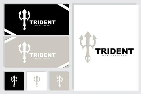 Trident Logo, Vector Magic Spear of Poseidon Neptune, Triton King Design, T.. Stock Illustration