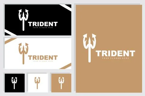 Trident Logo, Vector Magic Spear of Poseidon Neptune, Triton King Design, T.. Stock Illustration