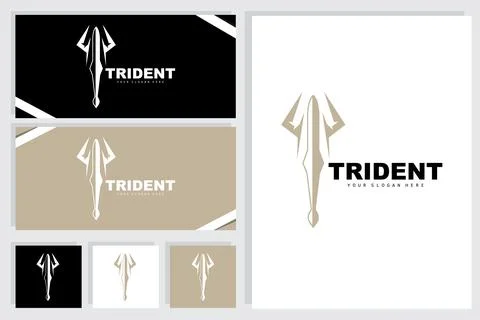 Trident Logo, Vector Magic Spear of Poseidon Neptune, Triton King Design, T.. イラスト素材