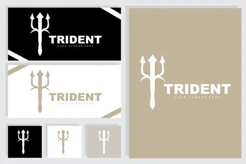 Trident Logo, Vector Magic Spear of Poseidon Neptune, Triton King Design, T.. Illustrazione stock