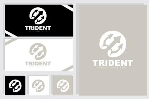 Trident Logo, Vector Magic Spear of Poseidon Neptune, Triton King Design, T.. 스톡 일러스트