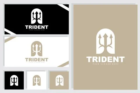 Trident Logo, Vector Magic Spear of Poseidon Neptune, Triton King Design, T.. Stock Illustration