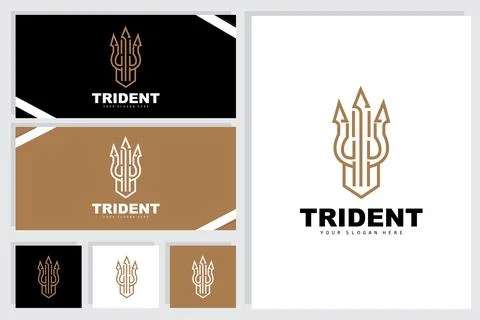 Trident Logo, Vector Magic Spear of Poseidon Neptune, Triton King Design, T.. イラスト素材