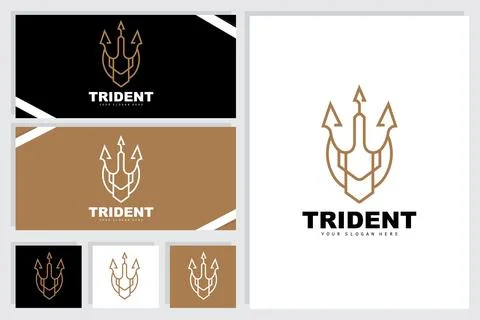 Trident Logo, Vector Magic Spear of Poseidon Neptune, Triton King Design, T.. Illustrazione stock