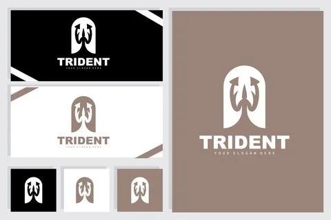Trident Logo, Vector Magic Spear of Poseidon Neptune, Triton King Design, T.. イラスト素材