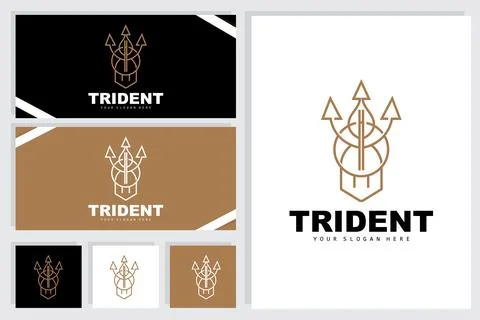 Trident Logo, Vector Magic Spear of Poseidon Neptune, Triton King Design, T.. Illustrazione stock