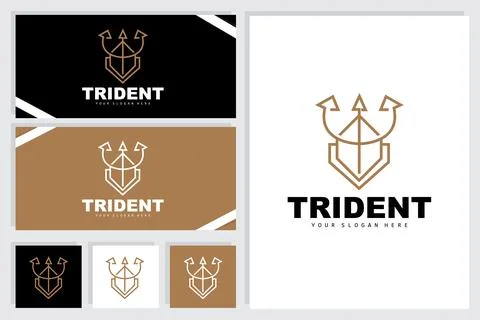 Trident Logo, Vector Magic Spear of Poseidon Neptune, Triton King Design, T.. Stock Illustration