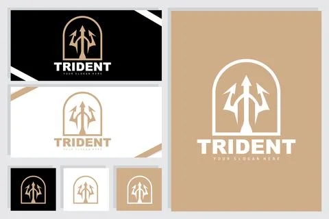 Trident Logo, Vector Magic Spear of Poseidon Neptune, Triton King Design, T.. Stockillustratie