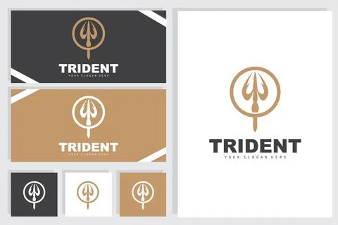 Trident Logo, Vector Magic Spear of Poseidon Neptune, Triton King Design, T.. イラスト素材