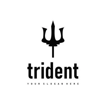 Trident logo weapon concept,  pitchfork weapon as a symbol of poseidon, nep.. Stock Illustration