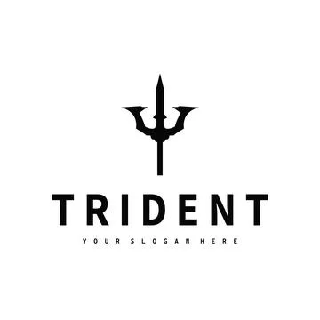 Trident logo weapon concept,  pitchfork weapon as a symbol of poseidon, nep.. Stock Illustration