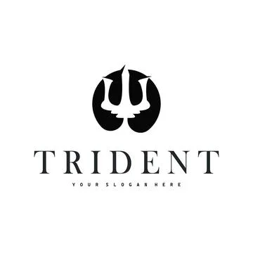 Trident logo weapon concept,  pitchfork weapon as a symbol of poseidon, nep.. Stock Illustration