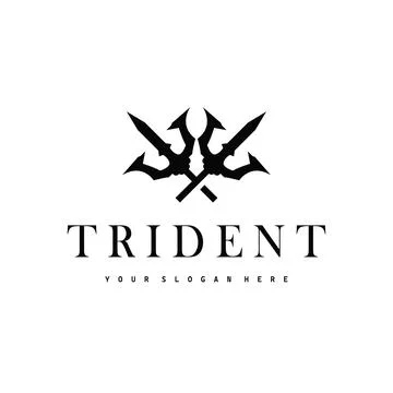 Trident logo weapon concept,  pitchfork weapon as a symbol of poseidon, nep.. Stock Illustration