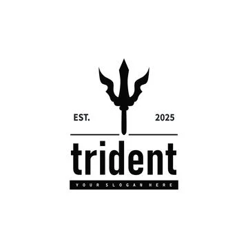Trident logo weapon concept,  pitchfork weapon as a symbol of poseidon, nep.. Stock Illustration