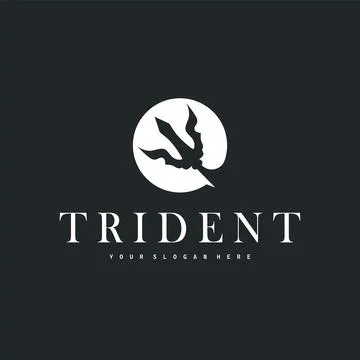 Trident logo weapon concept,  pitchfork weapon as a symbol of poseidon, nep.. Stock Illustration