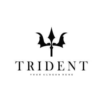 Trident logo weapon concept,  pitchfork weapon as a symbol of poseidon, nep.. Stock Illustration
