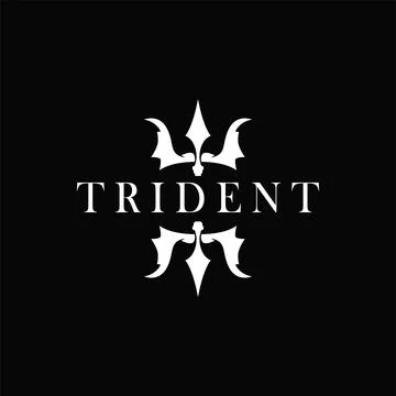 Trident logo weapon concept,  pitchfork weapon as a symbol of poseidon, nep.. Stock Illustration