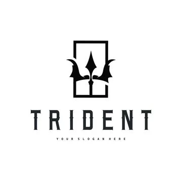 Trident logo weapon concept,  pitchfork weapon as a symbol of poseidon, nep.. Stock Illustration