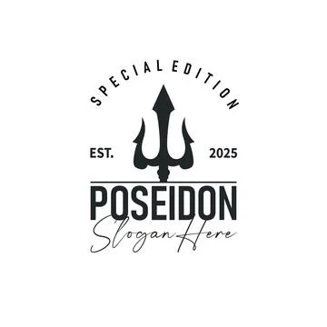 Trident logo weapon concept,  pitchfork weapon as a symbol of poseidon, nep.. Stock Illustration