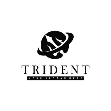 Trident logo weapon concept,  pitchfork weapon as a symbol of poseidon, nep.. Stock Illustration