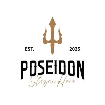 Trident logo weapon concept,  pitchfork weapon as a symbol of poseidon, nep.. Stock Illustration