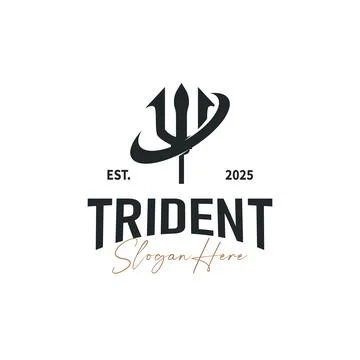Trident logo weapon concept,  pitchfork weapon as a symbol of poseidon, nep.. Stock Illustration