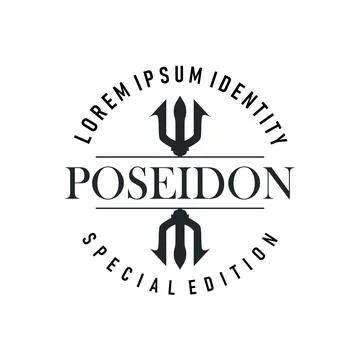 Trident logo weapon concept,  pitchfork weapon as a symbol of poseidon, nep.. Stock Illustration