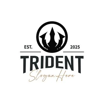 Trident logo weapon concept,  pitchfork weapon as a symbol of poseidon, nep.. Stock Illustration
