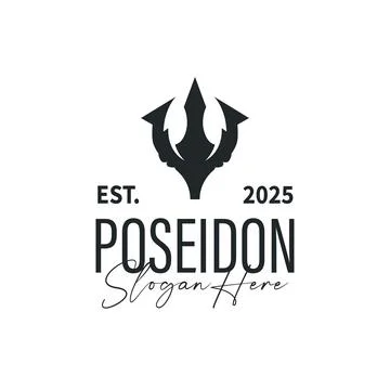 Trident logo weapon concept,  pitchfork weapon as a symbol of poseidon, nep.. Stock Illustration