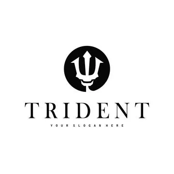 Trident logo weapon concept,  pitchfork weapon as a symbol of poseidon, nep.. Stock Illustration