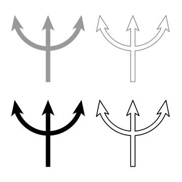 Trident Neptune set icon grey black color vector illustration image solid f.. イラスト素材