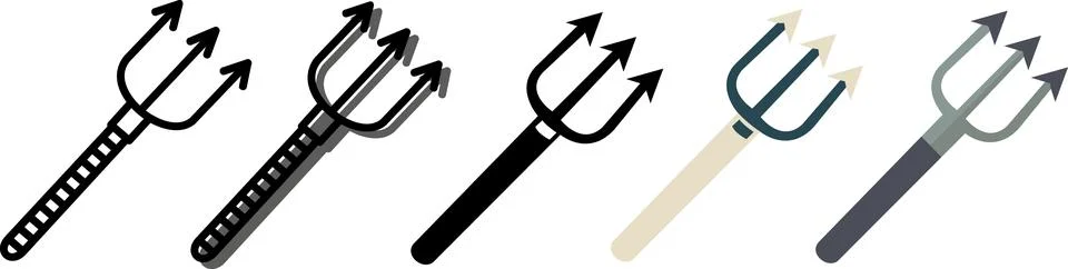Trident Pitchfork Devil Weapon Icons Set Ilustração Stock