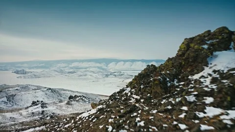 Trident Rock, Swallow Rock, Castle Rock in the Hula Bay of Lake Baikal Stock Footage 223710195