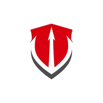 Trident with Shield logo design vector Stock Illustration