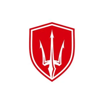 Trident with Shield logo design vector Stock Illustration