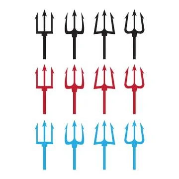 Trident silhouette pitchfork weapon. Devil trident vector illustration Stock Illustration